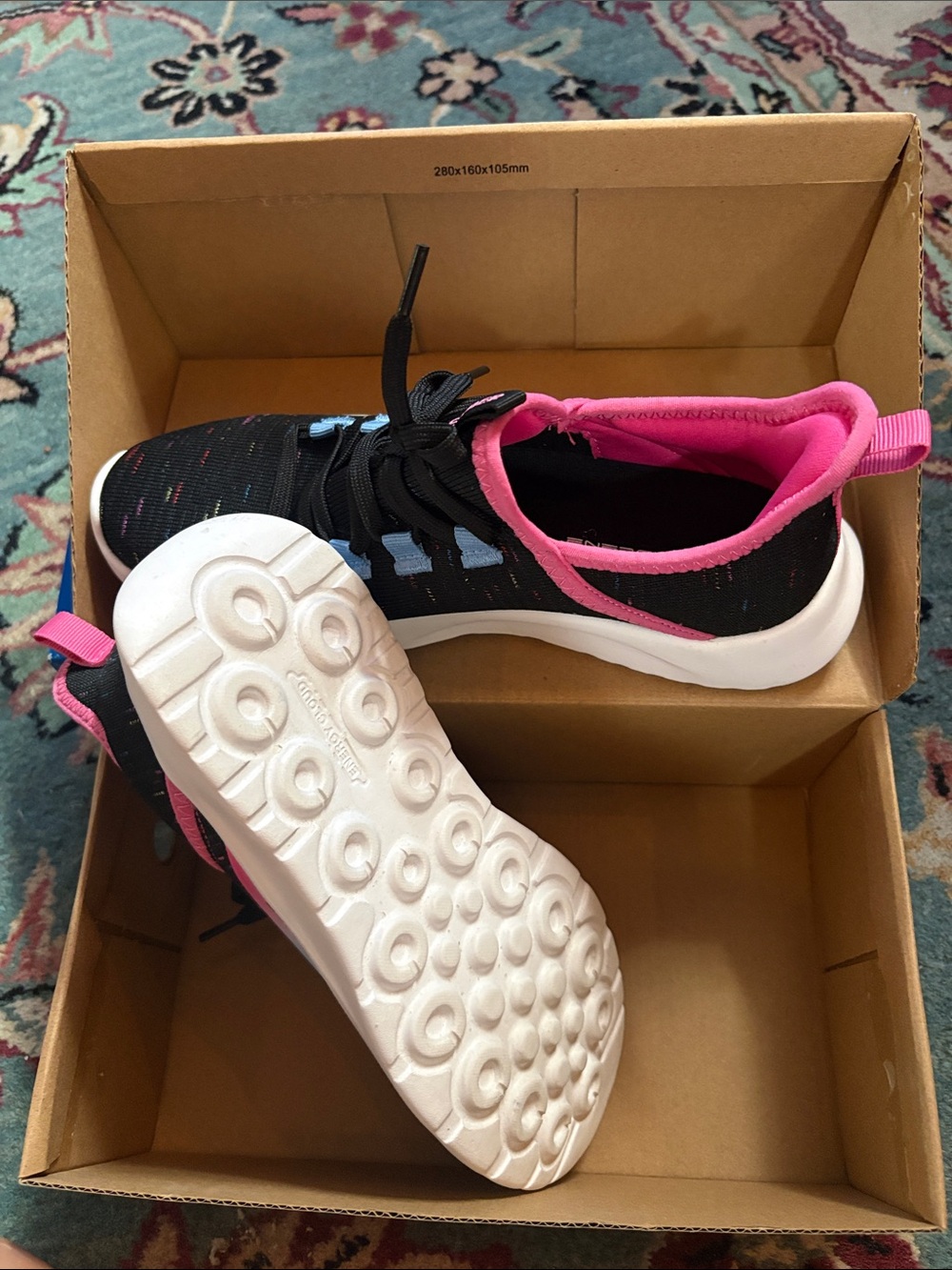 Women’s Black and Pink Lightweight Knit Sneakers